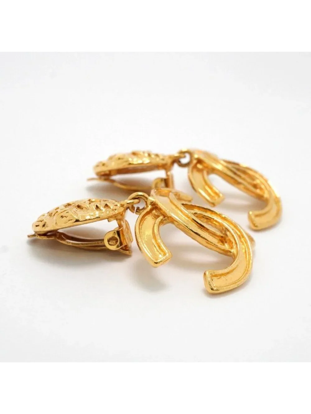 Chanel Earrings Vintage CC Logo Gold Plated
